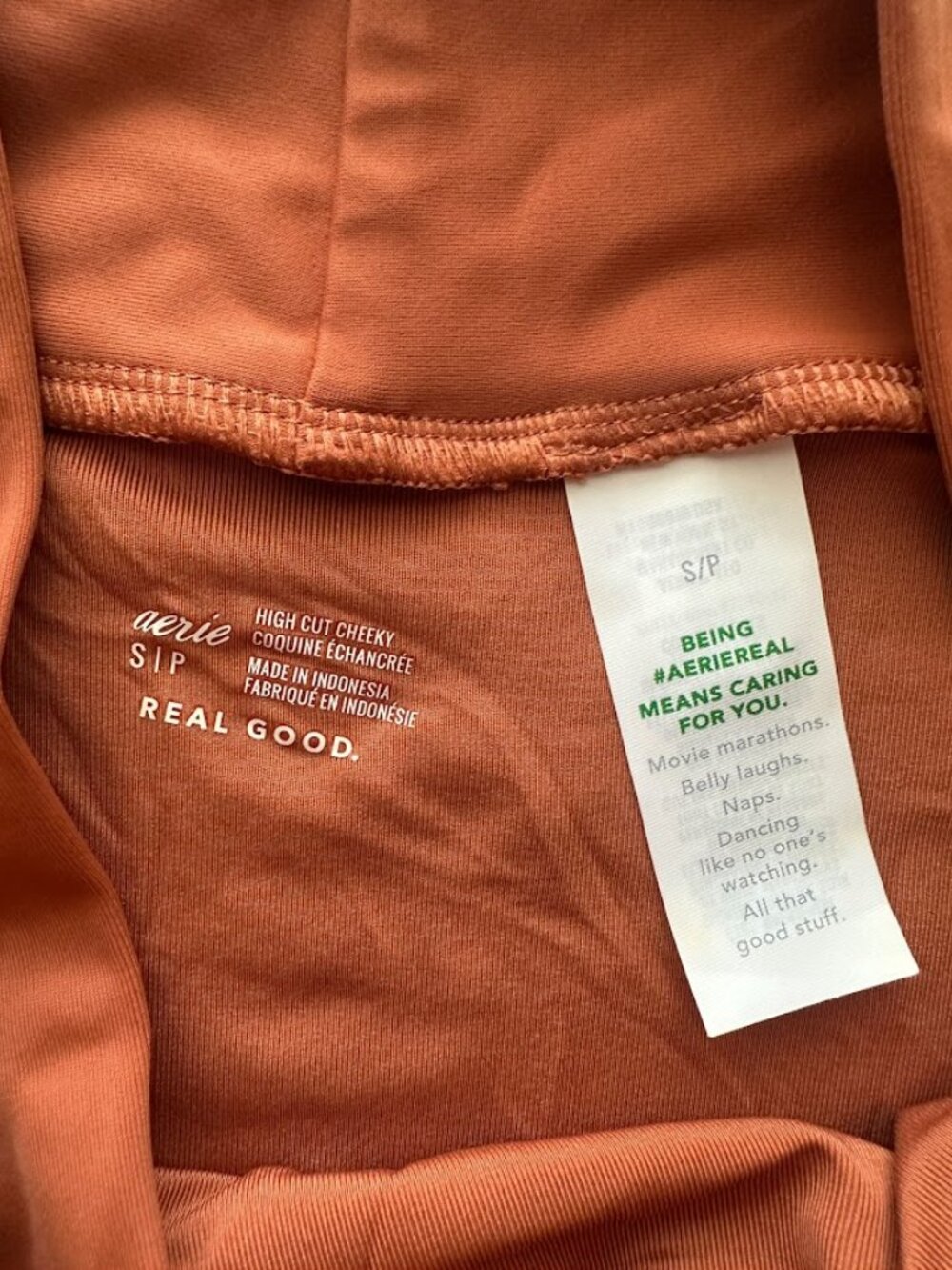 Aerie Ruched High Waisted Bikini Bottoms Rust Orange Size Small - Picture 3 of 6